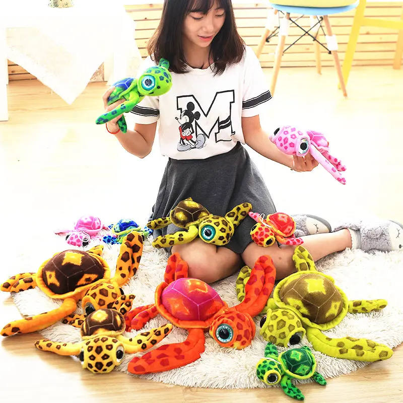 

Colorful Tortue Big Eye Baby Turtle Plush Toys Green Amphibians Reptile Kids Doll Decor Toy Sea Turtle 15cm