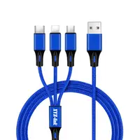 

3.0A Fast Charging 3 in 1 Nylon USB Data Charger Cable