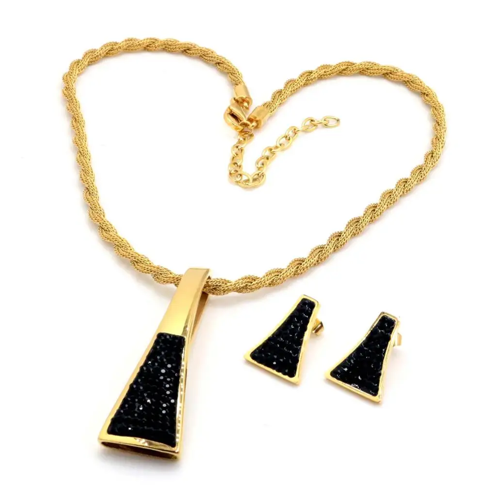 

Hot sale fashion gold plated stainless steel jewelry sets for woman