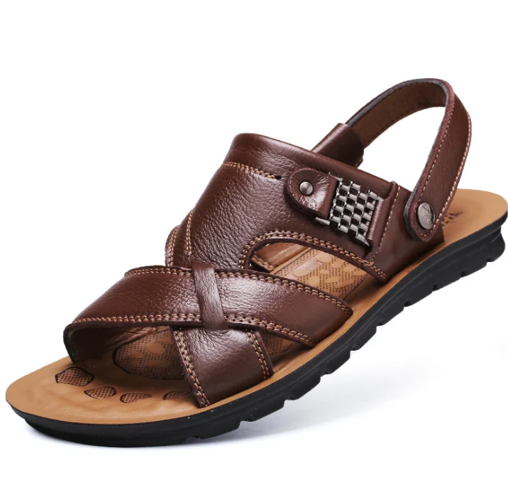 

up-1132r Casual Summer Flat Beach Sandals Fashion Pure Leather Slippers Sandal Men 2022