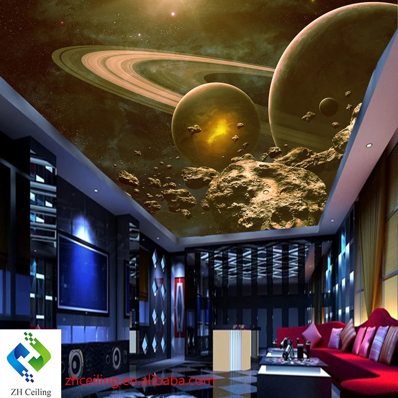 Zhihai 3 2mwx2mh لكل قطعة مادة السقف للديكور المكتب مع الفضاء الكوكب نجوم طباعة 3d لينة Pvc فيلم السقف Buy سقف المواد في مكتب سقف م علق المواد سقف يمكن تمديده