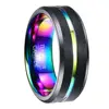 8mm width tungsten carbide Black matte surface electroplated color slotted tungsten steel ring