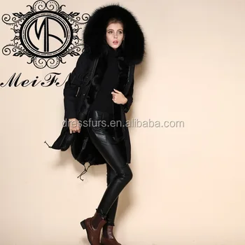 womens black fur parka