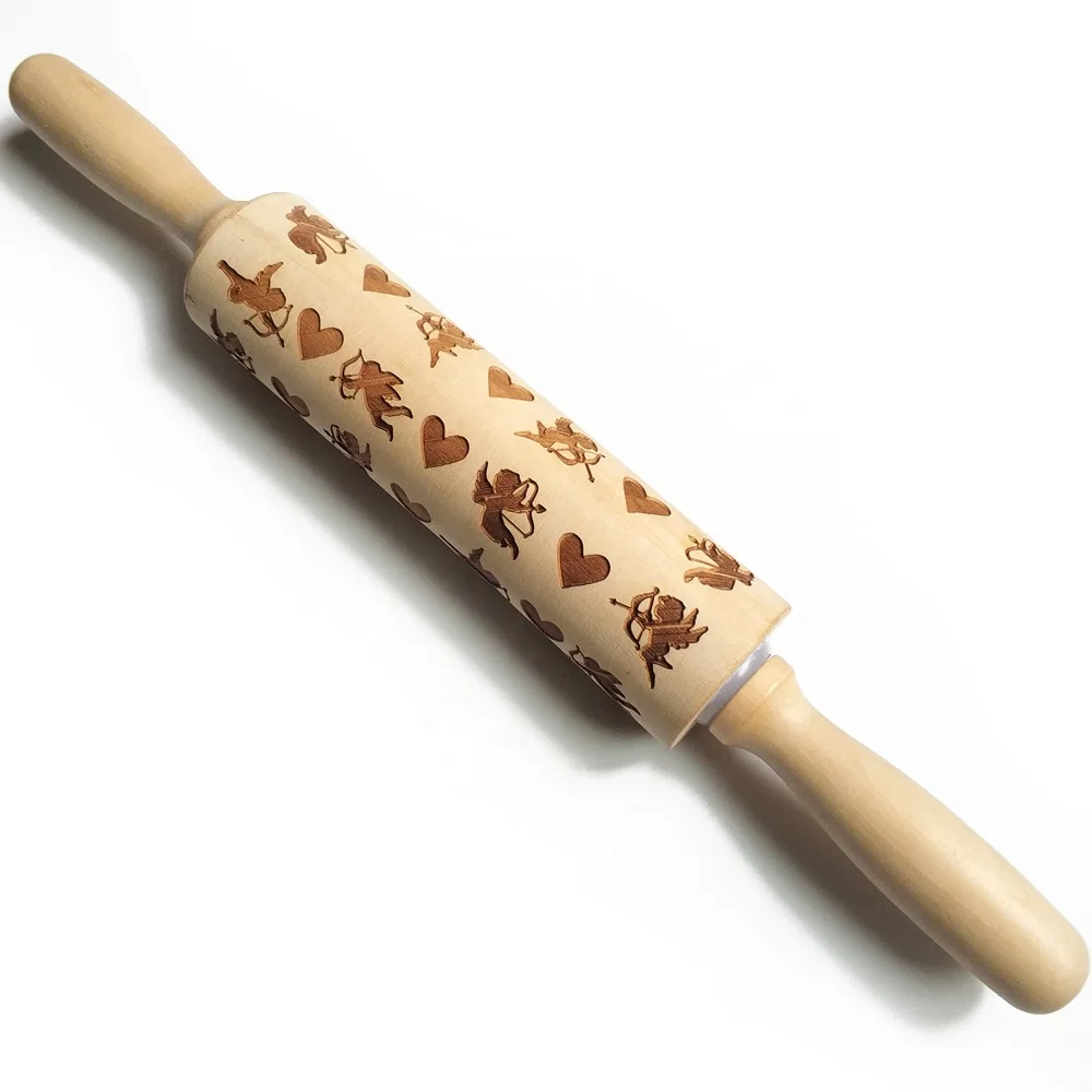 
New Arrival Christmas Embossing Rolling Pins Engraved Dough Roller 
