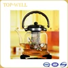 wholesale cheap pyrex glass plastic tea pot with stainless steel infuser made in china