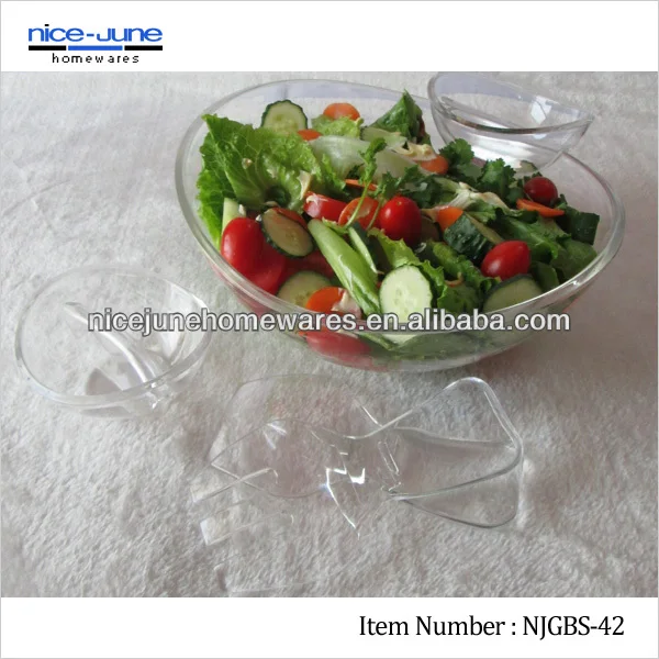 Clear Acrylic Salad Serving Bowl And 2 Removable Side Server Buy