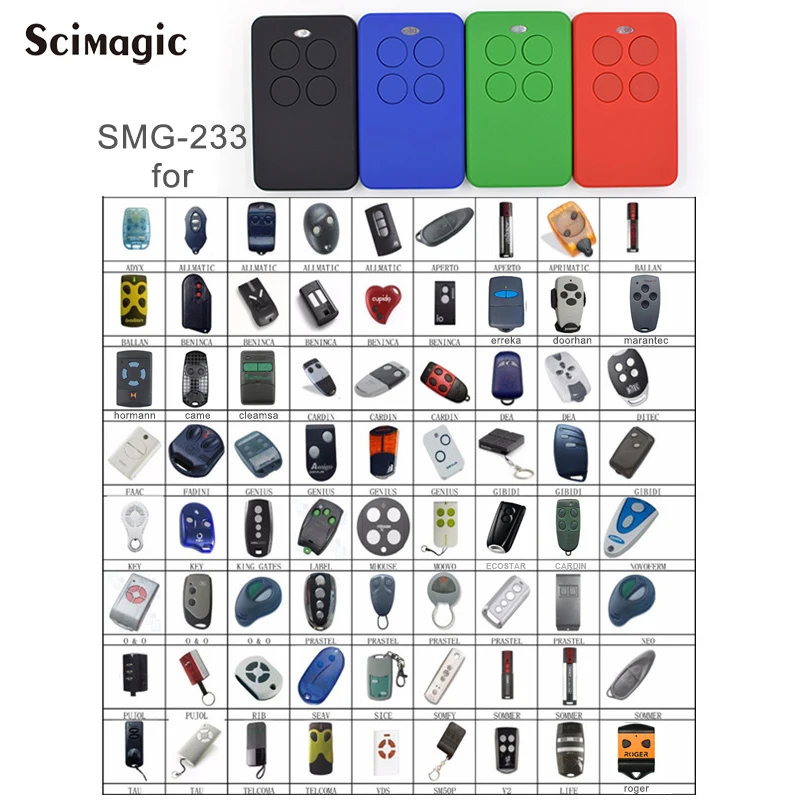 

SMG-233 280-868MHZ Auto frequency rolling code garage gate remote control transmitter handsender keyfob, 4 colors