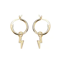 

Dainty 18K Gold Hoop Lightning Thunder Earrings 925 Sterling Silver Hoop Earrings Women E1324E