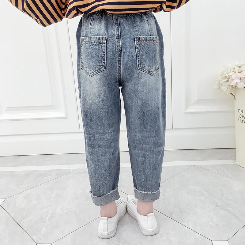 
High Quality Girls Spring Long Pants Denim Pants Kids Popular Loose Casual Stripes Jeans 