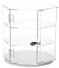 large lockable hexagon acrylic display storage containers/organizers with rotating base