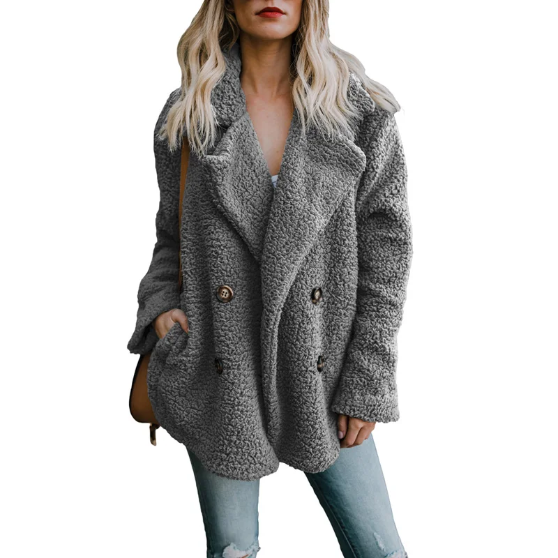 

New Design winter women cashmere loose coat with Pockets