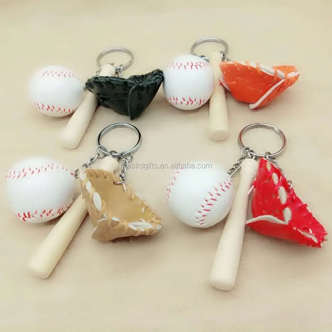 Wholesale 3d Mini Wood Baseball Bat Keychain Baseball Bat Keychain