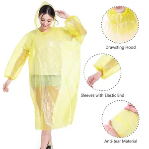 Image of Single Use Adult Emergency Disposable Rain Poncho Cheap /custom Logo Imprint Disposable Promotion Logo Disposable Rain Poncho