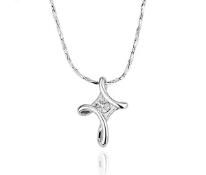 Women's Fashion 925 Sterling Silver Crystal Cross Choker Necklace Jewelry 2