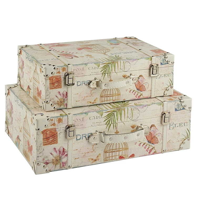 
Vintage style retro printed butterfly suitcase for travel 