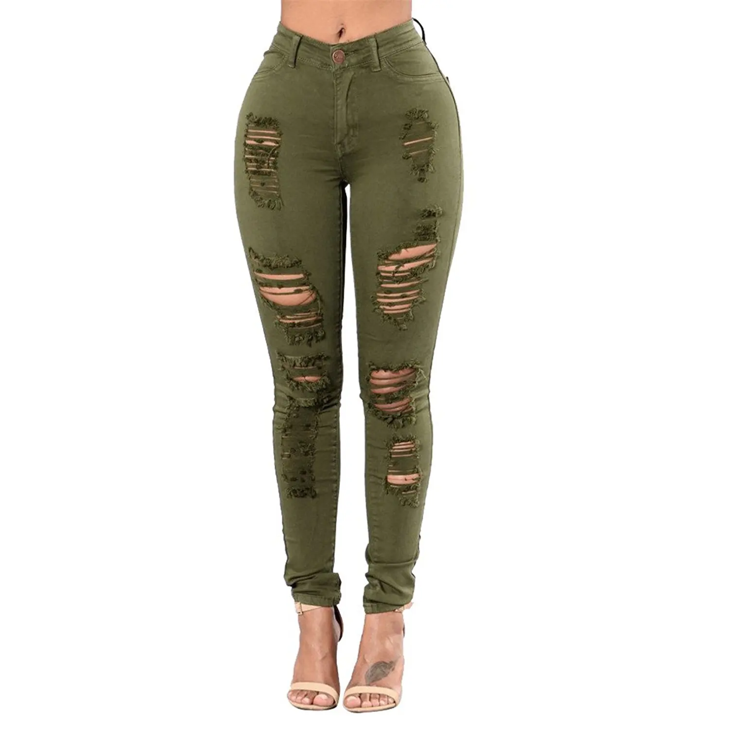 M/&S/&W Womens Side Ripped Stretch Cotton Legging Pants