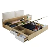 SAILISHA Brand Modern Style Gas Lift Bedroom Wood Furniture Soft Fabric Queen Storage Bed With Drawer