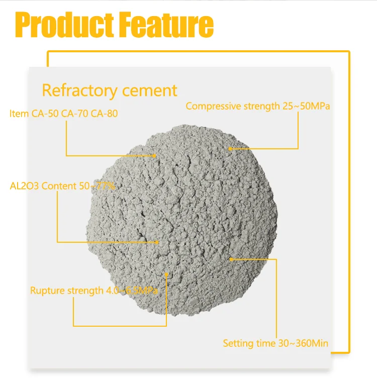 Ciment réfractaire de haute qualité ciment alumine élevé CA-70 CA