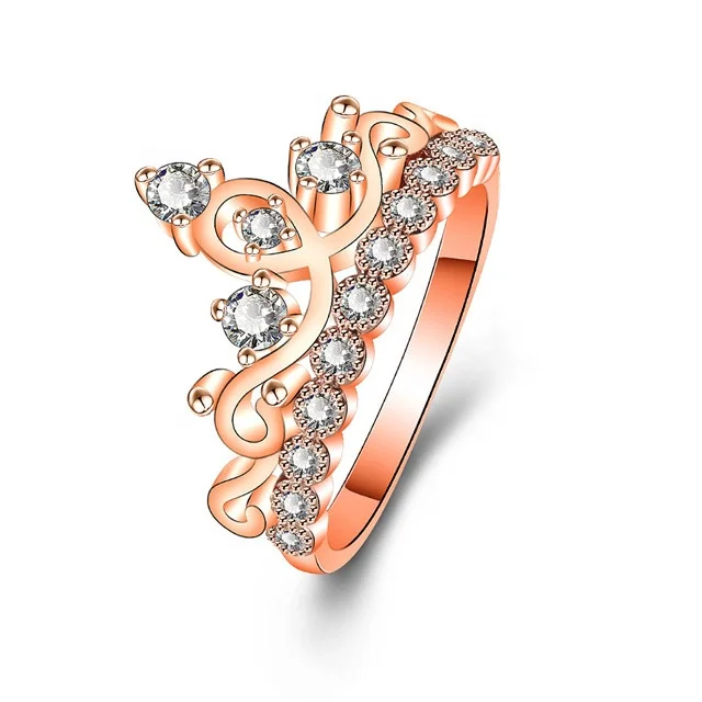 

Exquisite Crown Shaped Ring Rose Gold Color CZ Rings for Women Fashion Color Aneis De Ouro Zirconia Jewelry