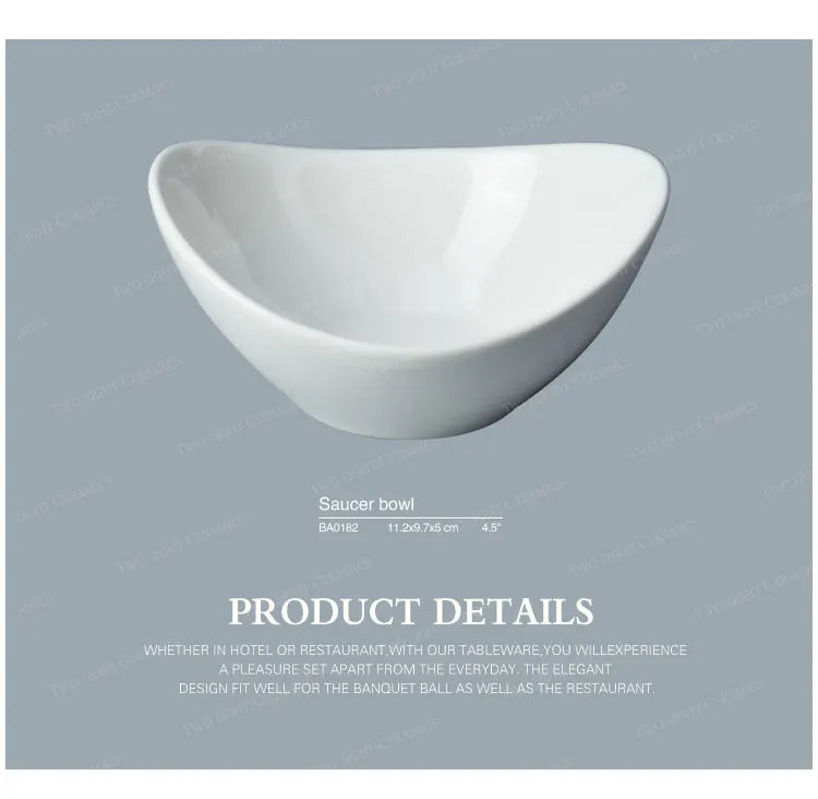 Wholesale China ceramic factory elegance white porcelain salad bowl sauce dish