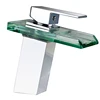 LED Light Glass Bathroom Waterfall Square Sink Faucets Basin Tap Brass Fitting