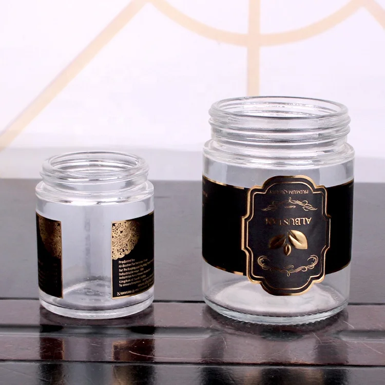 
80ml 110ml 200ml luxury small glass jar rose gold lid for cosmetic,spice,food,honey 