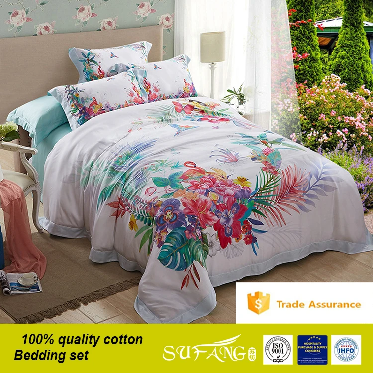 Singapore 60s Tencel Bridal Bedding Sets Custom Printed Duvet