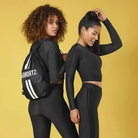 

Women sweat outfits work out apparel Long sleeve crop top Athletic set