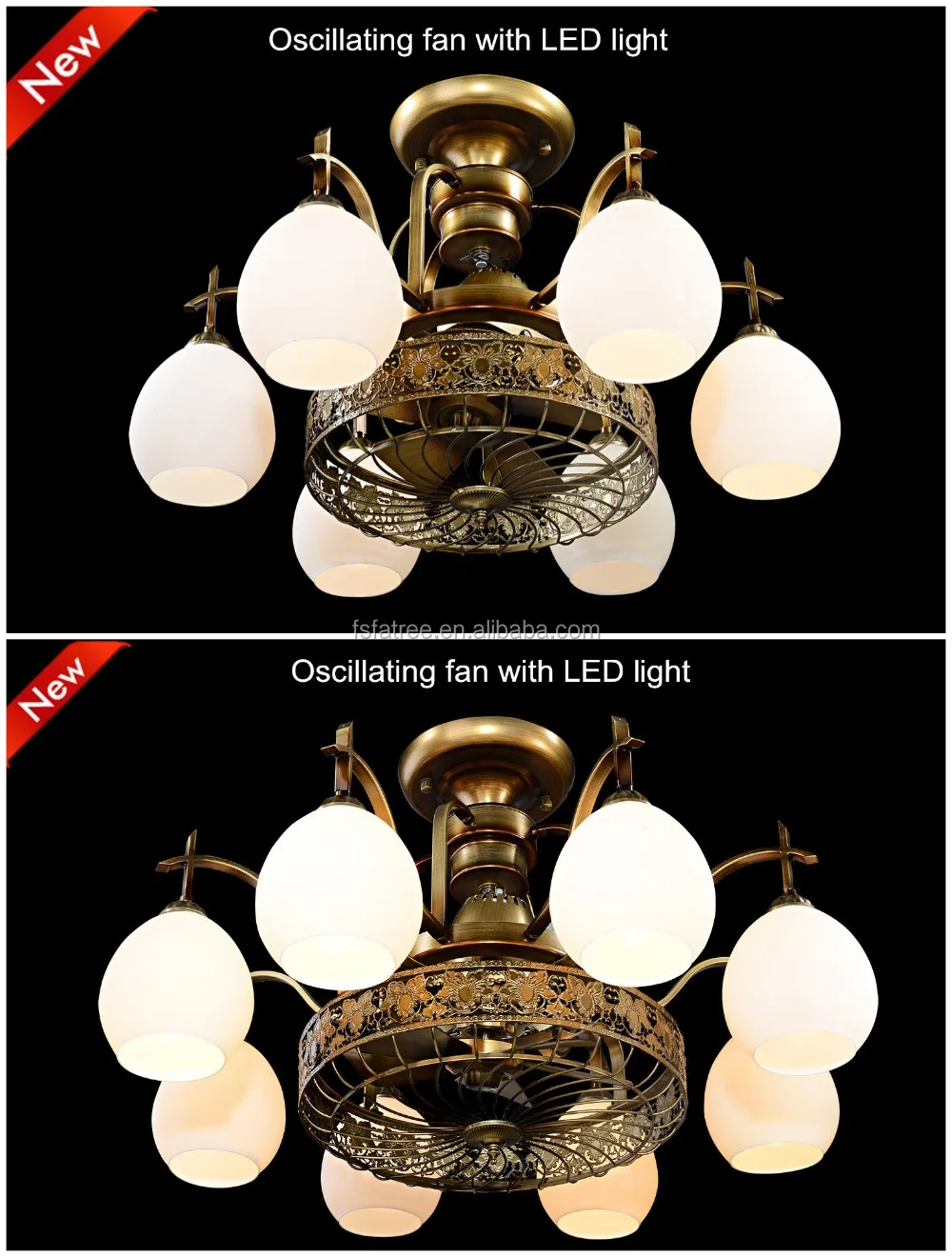 Retro Decorative Glass Ceiling Lamp Creative Hanging Pendant Light with Fan