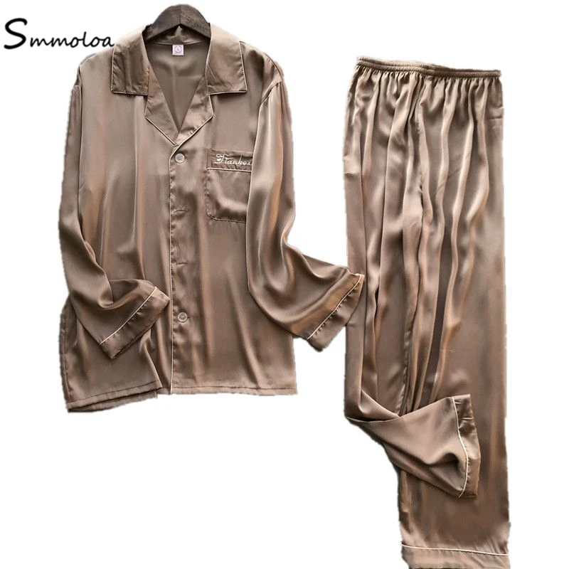 

Smmoloa Women Pajamas Set Silk Homewear Satin Solid Sexy Pijama 2019 Summer, As picture