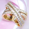 Caoshi Luxury Two Row Cubic Zircon Finger Rings Latest Gold Ring Designs For Girls