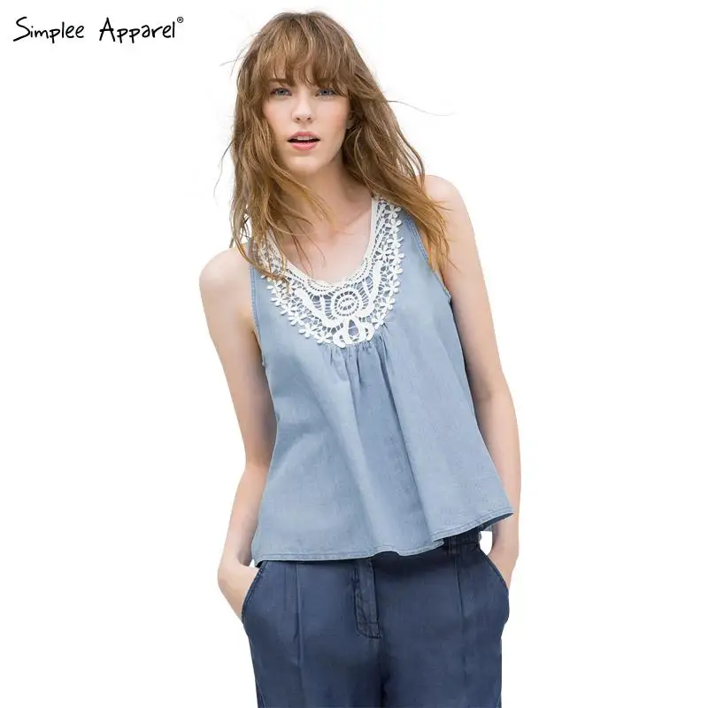 white denim sleeveless shirt