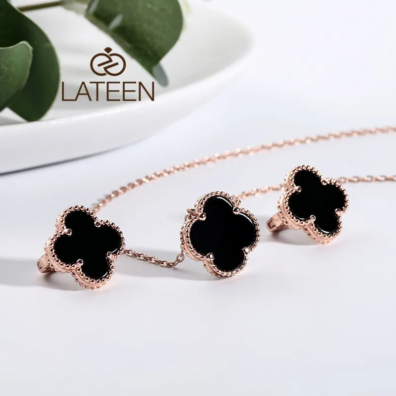 

Fashion magic lucky four leaf clover necklace women clover jewelry set, Silver color