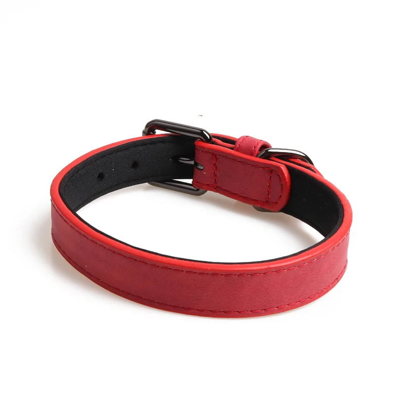 Wholesale Cheap Padded Plain Pu Material Pet Collars High End Custom