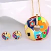 Fashion jewelry Metal brass 18k gold plated color enamel Necklace and Earrings Jewelry Set