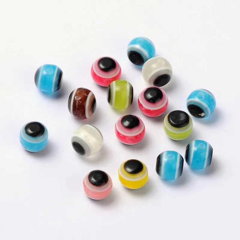 

Pandahall Cheap 6mm Flat Round Mixed Color Eye Evil Resin Beads
