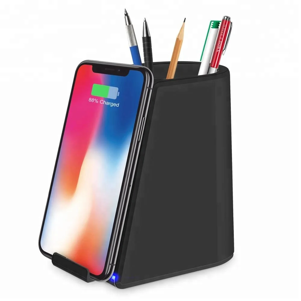 Qi Fast Wireless Charger with Pen Holder for Qi-Enabled Devices