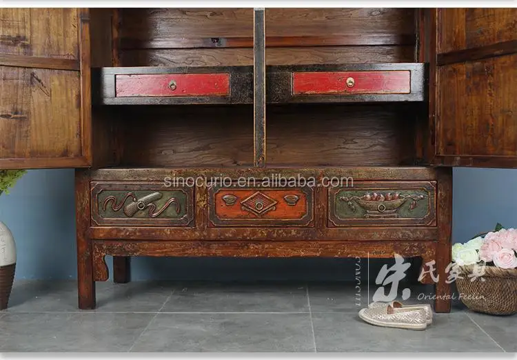 Chinese Antique Reproduction Furniture Wholesale Carving Clothes Closet