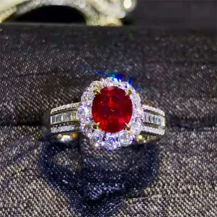 

classic women wedding engagement jewelry 18k gold 1.53ct Tanzania natural unheated pigeon blood red ruby ring