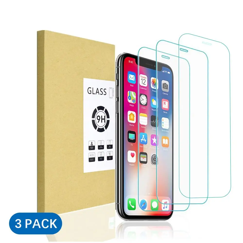 

9H hardness antishock for iphone xs screen protector 2.5d, tempered glass for iphone xs max screen protector 3 pack, Transparency 99% clear