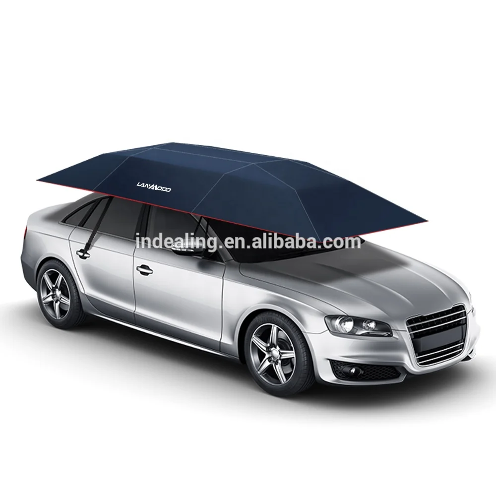 

Patent Holder Lanmodo 3.5 Meter Windproof Sun UV Automatic Car Umbrella Shade For Outdoor Parking, Dark blue & silver & black