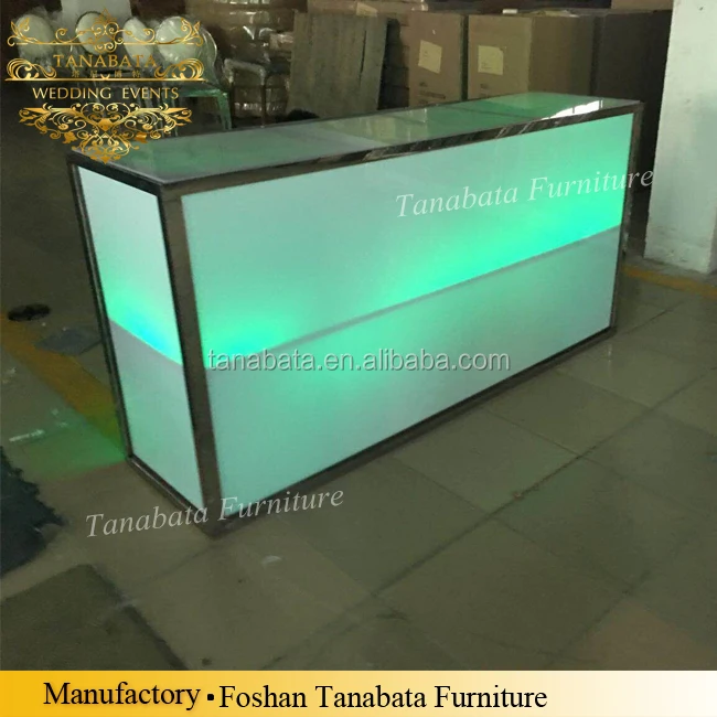 Stand up led furniture bar counter acrylic and metal frame illuminated bar table