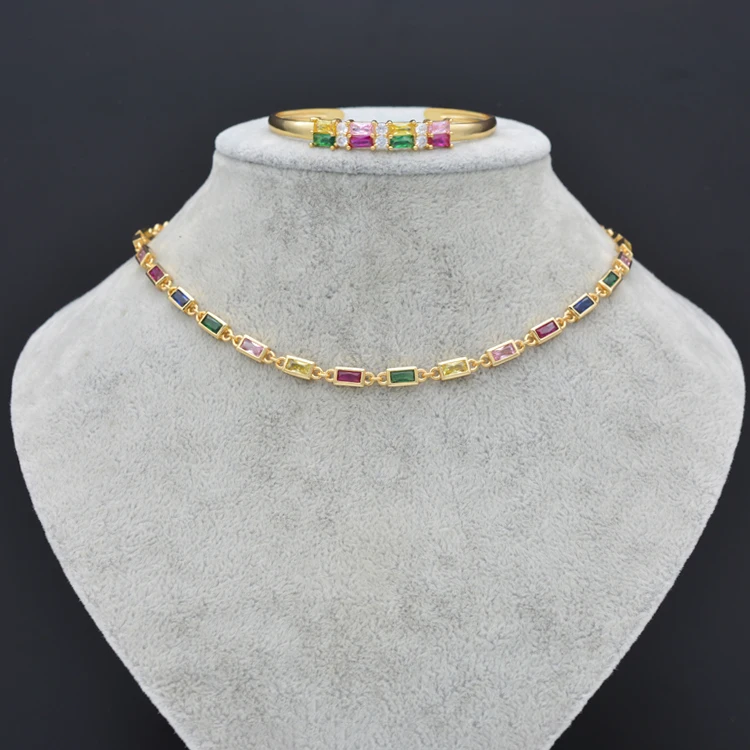 

fashionable brazilian gold jewelry colorful diamond gold plated jewelry sets