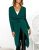 Dark Green Women's Blend Coat Woman Knitted Coats Woman Cardigan Sweater