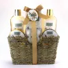 OEM hot selling bath gift set for spa ,shower gel body lotion body salt fizzer6PCS in weave basket