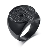 

Neptune's Trident Medallion Signet Casting Ring Men Stainless Steel Black Poseidon's Astrology Band Rings For Male Jewelry