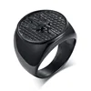 Neptune's Trident Medallion Signet Casting Ring Men Stainless Steel Black Poseidon's Astrology Band Rings For Male Jewelry
