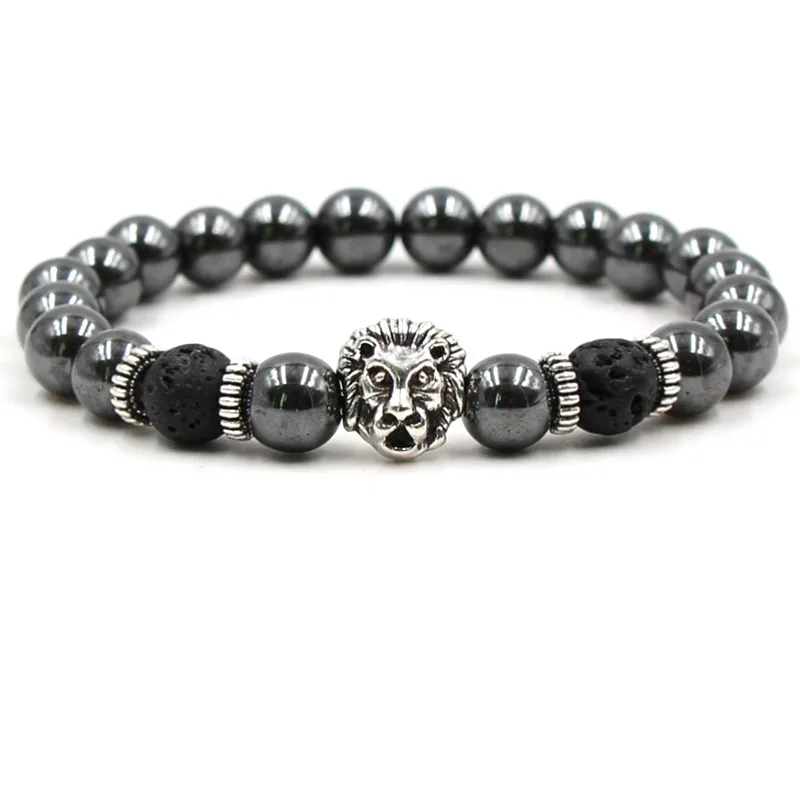 mixed design black nature stone men beads bracelet