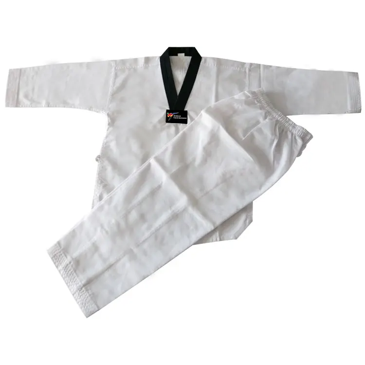 

Custom hot sale high quality white martial arts gi uniforms polyester / cotton taekwondo dobok uniforms
