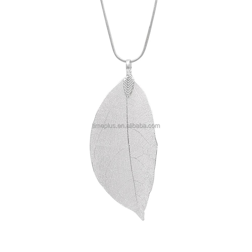 

Natural Filigree Leaf Long Pendent Necklace Real Leave Trendy Bohemian Necklace, N/a